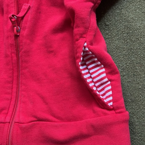 Hanna Anderson size 85m red hoodie detailed with stripes - Picture 2 of 4